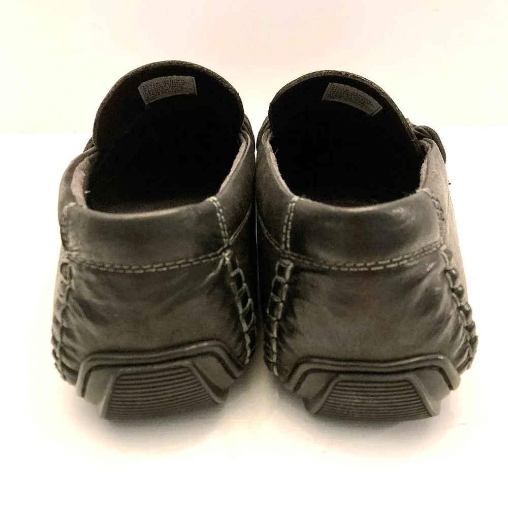 Steve Madden Gander Driving Moccasins Shoes Black Leather‎ Mens 11 EUC